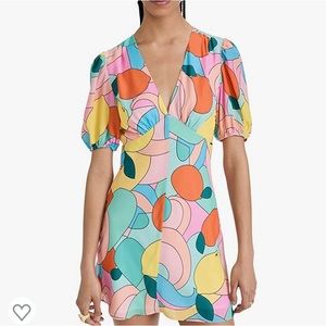 NEW STAUD Women's Mini Milla Dress, Citrus Kaleidoscope, 00